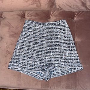 Zara Blue Texture Woven Skort